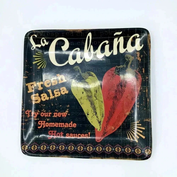 Vintage Certified International La Cabana Square Plate 8.25" Salsa Chili Peppers - Picture 1 of 8